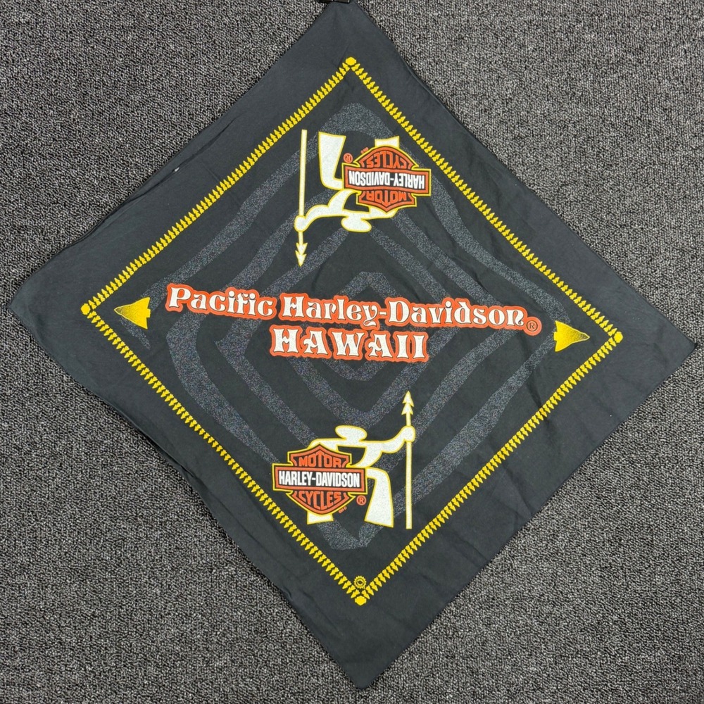 Harley-Davidson Pacific Hawaii Bandana Black Biker Scarf Warrior Graphic Tribal